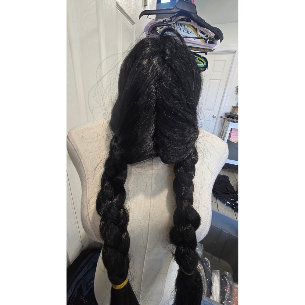Long Black Braided Costume Wig Center Part Pocahontas Inspired Native Princess